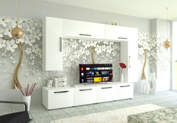 Living Armonia V1 MDF Alb Lucios - cu manere